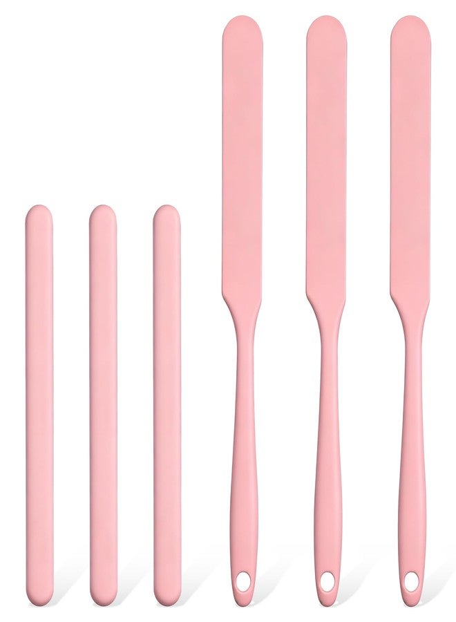 Alrhso 6 Pcs Silicone Stir Sticks and Silicone Wax Spatula Set Reusable Hard Wax Stick for Home Hair Removal Body Care (Pink) - Image 1
